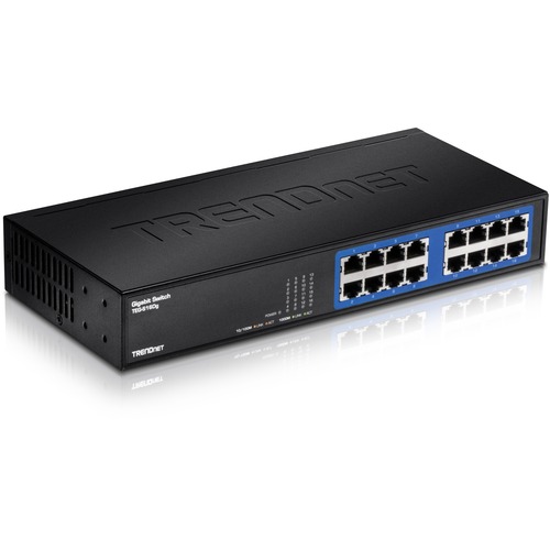 TRENDnet 6 Port Unmanaged Gigabit GREENnet Desktop Metal Switch, Ethernet Network Switch, 16 X 10 100 1000 RJ 45 Ports, 32 Gbps Forwarding Capacity, Lifetime Protection, Black, TEG S16DG 300/500