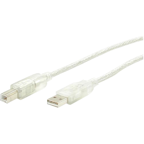 StarTech.com Clear A To B USB 2.0 Cable   USB Cable   4 Pin USB Type A (M)   4 Pin USB Type B (M)   3 Ft   Transparent 300/500