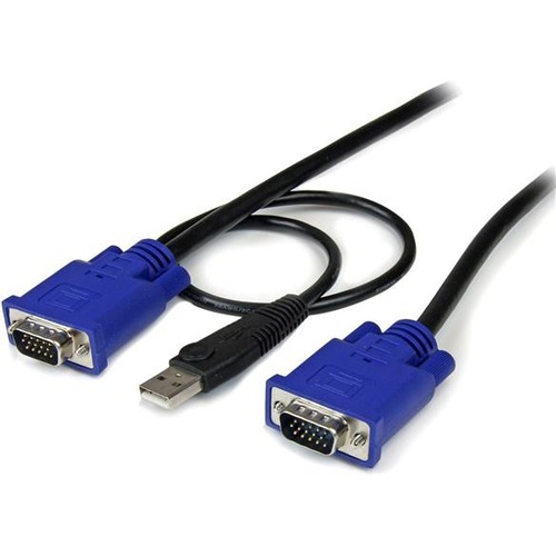 StarTech.com 15 Ft 2 In 1 Ultra Thin USB KVM Cable   Video / USB Cable   4 Pin USB Type A, HD 15 (M)   HD 15 (M)   4.57 M 300/500