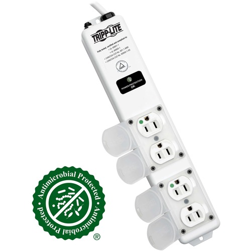 Tripp Lite By Eaton Safe IT UL 60601 1 Medical Grade Surge Protector For Patient Care Vicinity, 4x Hospital Grade Outlets, 15 Ft. Cord, Antimicrobial Protection 300/500