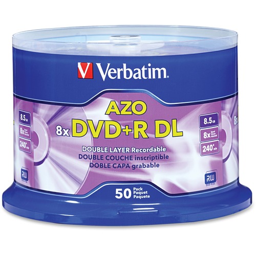 Verbatim DVD+R DL 8.5GB 8X With Branded Surface   50pk Spindle, 50   Disc 300/500