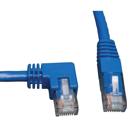 Eaton Tripp Lite Series Left Angle Cat6 Gigabit Molded UTP Ethernet Cable (RJ45 Left Angle M To RJ45 M), Blue, 3 Ft. (0.91 M) 300/500