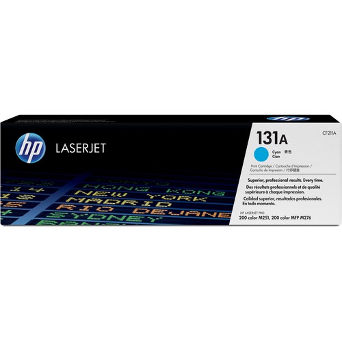 HP 131A Cyan Toner Cartridge | Works With HP LaserJet Pro 200 Color M251 Series, HP LaserJet Pro 200 Color MFP M276 Series | CF211A 300/500