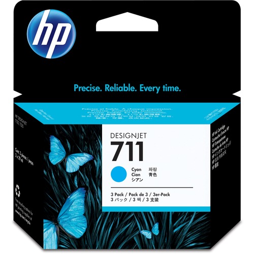HP HEWCZ134A 711 Cyan Ink Cartridges, Cyan 300/500