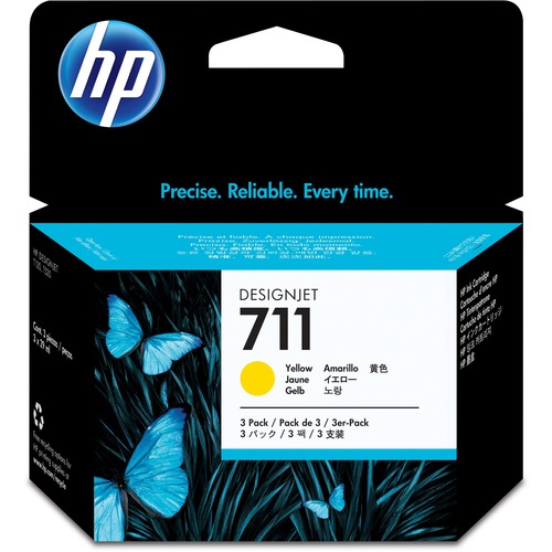 HP HEWCZ136A 711 Yellow Ink Cartridges, Yellow 300/500