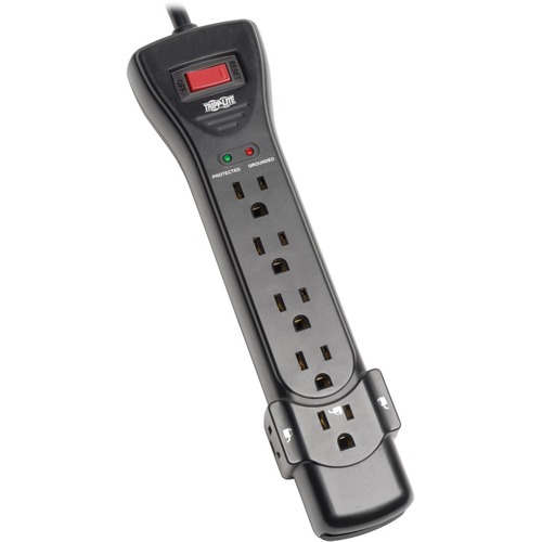 Eaton Tripp Lite Series Protect It! 7 Outlet Surge Protector, 7 Ft. Cord With Right Angle Plug, 2160 Joules, Diagnostic LEDs, Black Housing 300/500