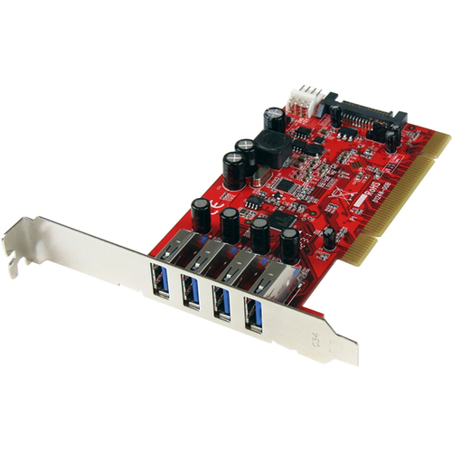 StarTech.com 4 Port PCI SuperSpeed USB 3.0 Adapter Card With SATA/SP4 Power   5Gbps 300/500