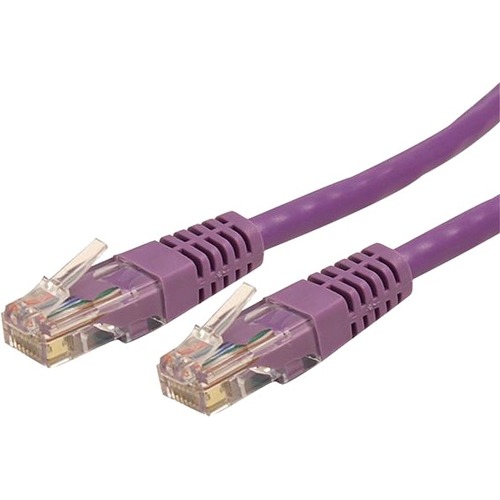 StarTech.com 15ft CAT6 Ethernet Cable   Purple Molded Gigabit   100W PoE UTP 650MHz   Category 6 Patch Cord UL Certified Wiring/TIA 300/500