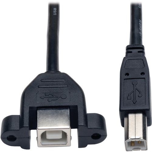 Tripp Lite By Eaton USB 2.0 Panel Mount Extension Cable (B To Panel Mount B M/F), 1 Ft. (0.31 M) 300/500