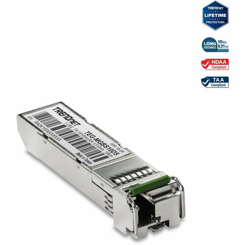 TRENDnet SFP To RJ45 Dual Wavelength Single Mode LC Module; TEG MGBS10D5; Must Pair With TEG MGBS10D3 Or A Compatible Module; Up To 10 Km (6.2 Miles); Compatible With Standard SFP; Lifetime Protection 300/500