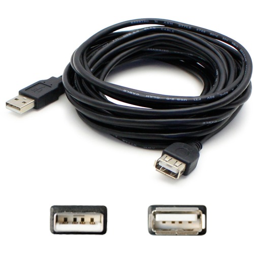 AddOn 10ft USB 2.0 (A) Male To Female Black Cable 300/500
