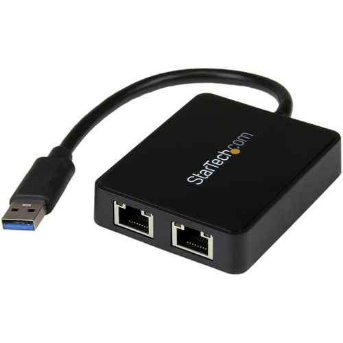 StarTech.com USB 3.0 To Dual Port Gigabit Ethernet Adapter NIC W/ USB Port 300/500