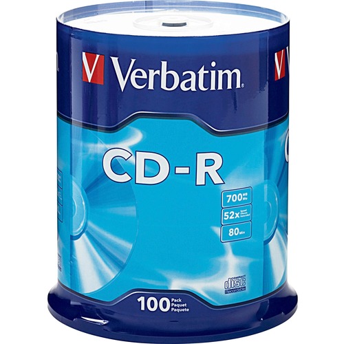 Verbatim CD R 700MB 52X With Branded Surface   100pk Spindle 300/500