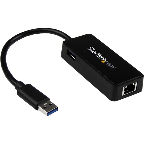 StarTech.com USB 3.0 To Gigabit Ethernet Adapter NIC W/ USB Port   Black 300/500