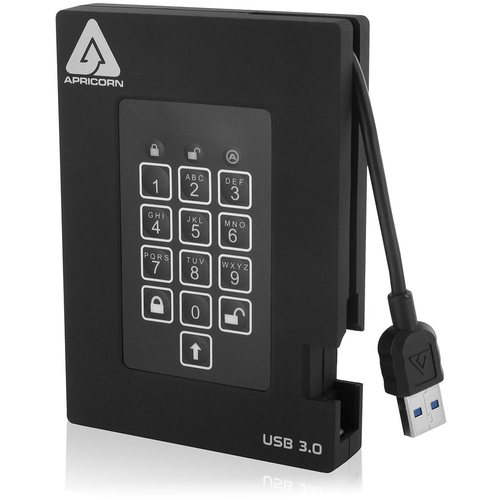 Apricorn Aegis Padlock A25 3PL256 500F 500 GB Portable Rugged Hard Drive   2.5" External   Black 300/500