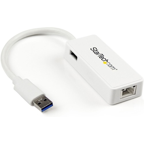 StarTech.com USB 3.0 To Gigabit Ethernet Adapter NIC W/ USB Port   White 300/500