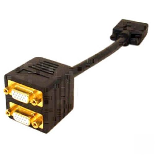 5PK VGA Male to 2xVGA Female Black Adapters For Resolution Up to 1920x1200 (WUXGA)
