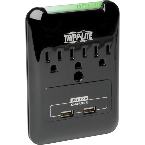 Tripp Lite By Eaton Protect It! 3 Outlet Surge Protector, Direct Plug In, 540 Joules, 3.4 A USB Charger, Diagnostic LED 300/500