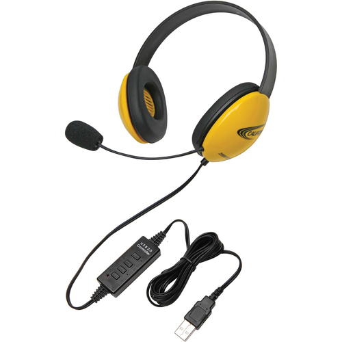 Califone Yellow Stereo Headset W/ Mic, USB Connector 300/500