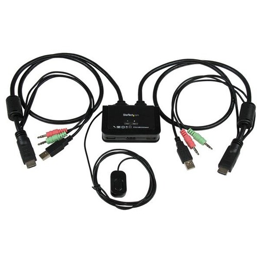 StarTech.com 2 Port USB HDMI Cable KVM Switch With Audio And Remote Switch &acirc;&euro;" USB Powered 300/500
