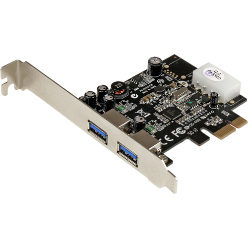 StarTech.com 2 Port PCI Express (PCIe) SuperSpeed USB 3.0 Card Adapter With UASP   5Gbps   LP4 Power 300/500