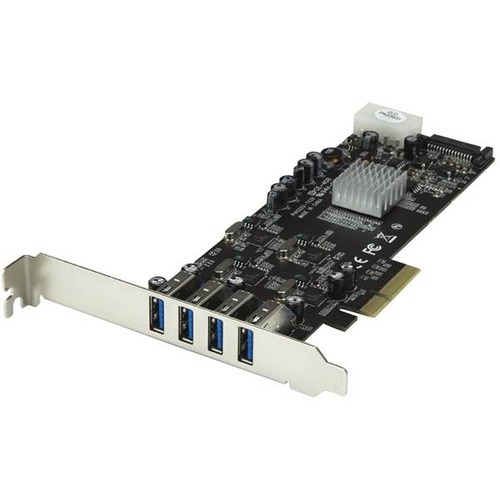 StarTech.com 4 Port PCI Express (PCIe) SuperSpeed USB 3.0 Card Adapter W/ 4 Dedicated 5Gbps Channels   UASP   SATA/LP4 Power 300/500