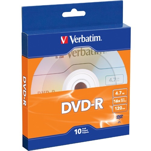 Verbatim DVD R 4.7GB 16X With Branded Surface   10pk Bulk Box 300/500