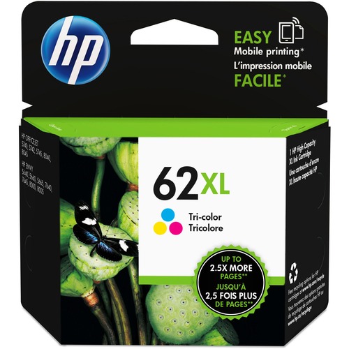 Original HP 62XL Tri Color High Yield Ink | Works With HP ENVY 5540, 5640, 5660, 7640 Series, HP OfficeJet 5740, 8040 Series, HP OfficeJet Mobile 200, 250 Series | Eligible For Instant Ink | C2P07AN 300/500