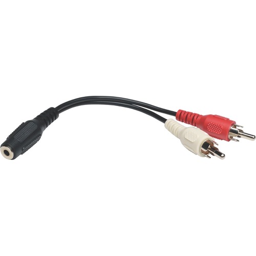 Eaton Tripp Lite Series 3.5 Mm Mini Stereo To RCA Audio Y Splitter Adapter Cable (F/2xM), 6 In. (15.2 Cm) 300/500