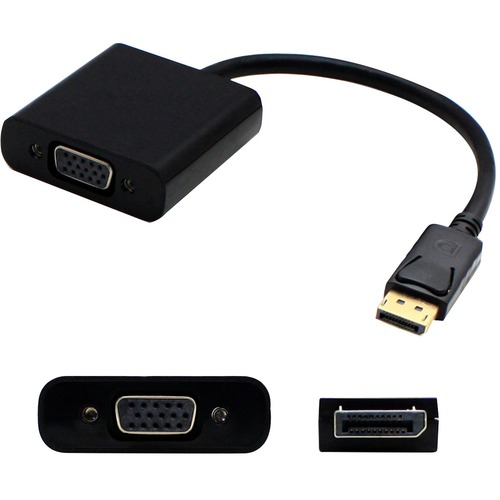 HP AS615AA Compatible DisplayPort 1.2 Male To VGA Female Black Adapter For Resolution Up To 1920x1200 (WUXGA) 300/500