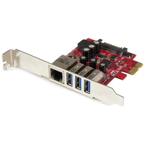 StarTech.com 3 Port PCI Express USB 3.0 Card + Gigabit Ethernet   5Gbps 300/500