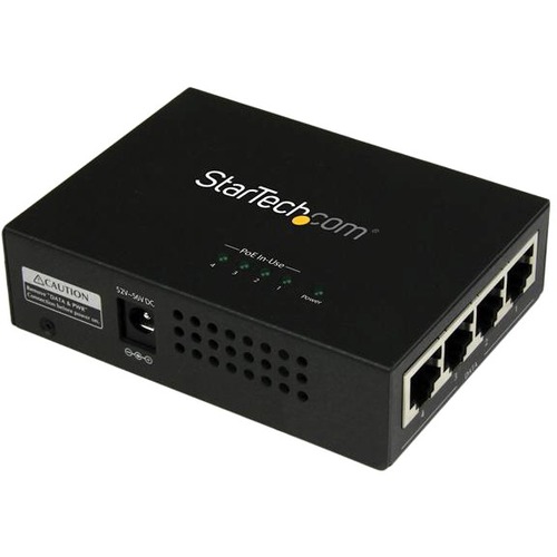 StarTech.com 4 Port Gigabit Midspan   PoE+ Injector   802.3at And 802.3af 300/500