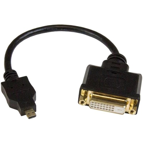 StarTech.com Micro HDMI To DVI Adapter, Micro HDMI To DVI Converter, Micro HDMI Type D Device To DVI D Monitor/Display, 8in (20cm) Cable 300/500
