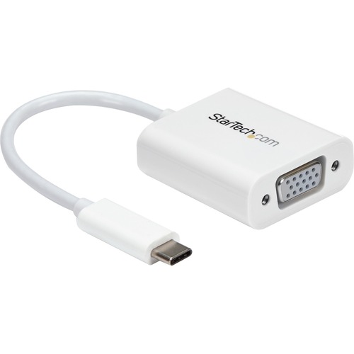StarTech.com USB C To VGA Adapter   White   Thunderbolt 3 Compatible   USB C Adapter   USB Type C To VGA Dongle Converter 300/500