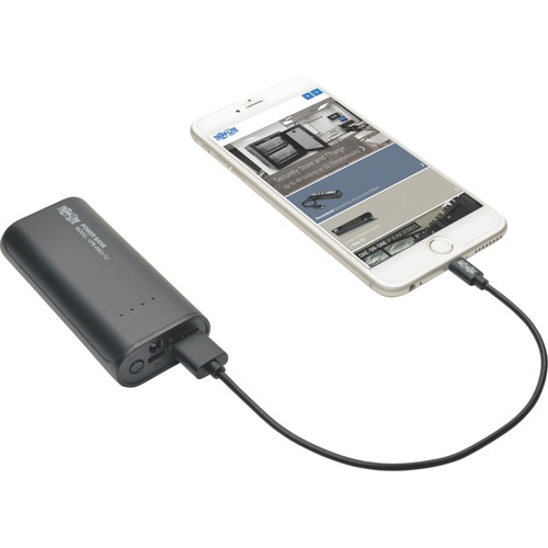 Tripp Lite By Eaton Portable Charger   USB A, 5200mAh Power Bank, Lithium Ion, LED Flashlight, Black 300/500