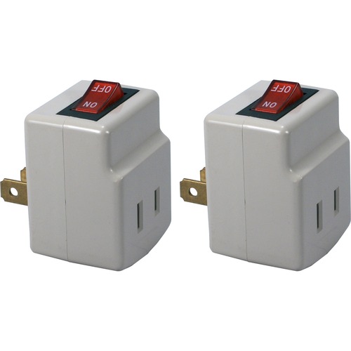 QVS 2 Pack Single Port Power Adaptor With Lighted On/Off Switch 300/500