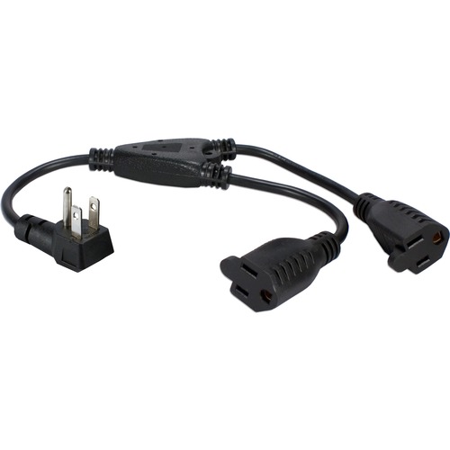QVS 2 Pack 12 Inches 90degree Flat Plug OutletSaver AC Power Splitter Adaptor 300/500