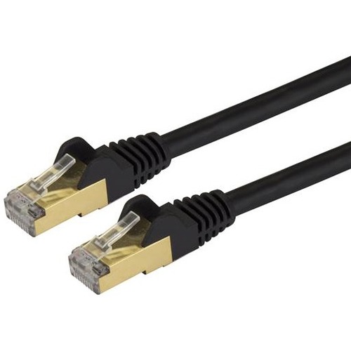 StarTech.com 10ft CAT6a Ethernet Cable   10 Gigabit Category 6a Shielded Snagless 100W PoE Patch Cord   10Gb Black UL Certified Wiring/TIA 300/500