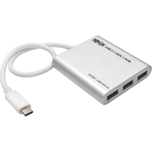 Tripp Lite By Eaton 4 Port USB C Hub, USB 3.x (5Gbps), 4x USB A Ports, USB Micro B Power Input, Silver 300/500