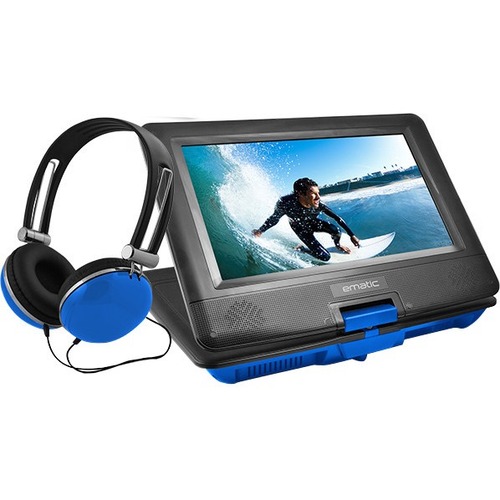 Ematic EPD116 Portable DVD Player   10" Display   1024 X 600   Blue 300/500