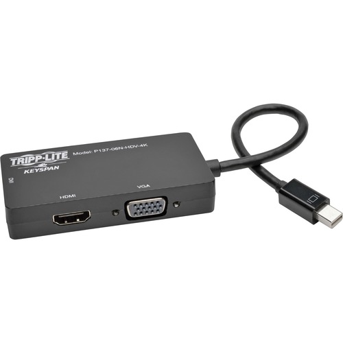 Tripp Lite By Eaton Keyspan Mini DisplayPort To VGA/DVI/HDMI All In One Video Converter Adapter, 4K 30Hz HDMI, DP1.2, Black, 6 In. (15.24 Cm) 300/500
