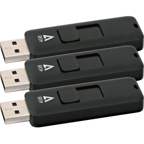 3PK 4GB FLASH DRIVE COMBO USB 2.0 BLACK RETRACT CONECT 300/500