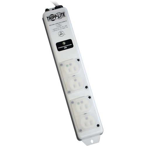 Tripp Lite By Eaton Safe IT UL 60601 1 Medical Grade Surge Protector For Patient Care Vicinity, 4x Hospital Grade Outlets, 6 Ft. Cord, Antimicrobial Protection 300/500