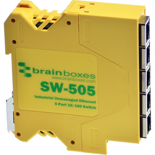Brainboxes Industrial Compact Ethernet 5 Port Switch DIN Rail Mountable 300/500