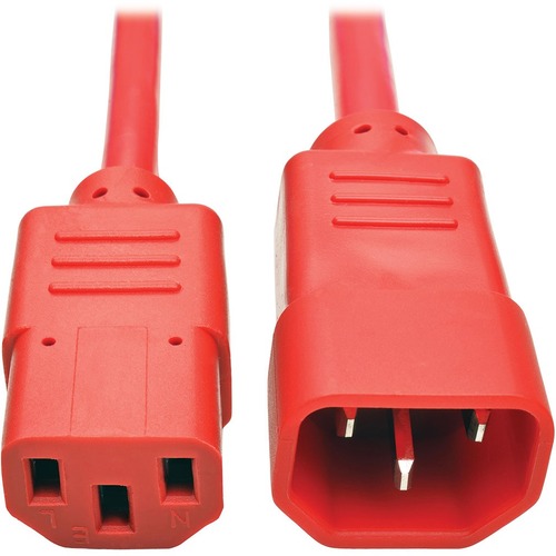 Eaton Tripp Lite Series PDU Power Cord, C13 To C14   10A, 250V, 18 AWG, 3 Ft. (0.91 M), Red 300/500