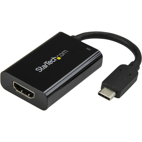 StarTech.com USB C To HDMI 2.0 Adapter 4K 60Hz With 60W Power Delivery Pass Through Charging   USB Type C To HDMI Video Converter   Black 300/500