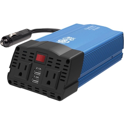 Tripp Lite By Eaton 375W PowerVerter Ultra Compact Car Inverter With 2 AC Outlets, 2 USB Charging Ports And Battery Cables 300/500