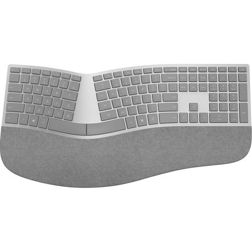 Microsoft Surface Ergonomic Keyboard Gray   Wireless   Bluetooth   QWERTY Key Layout   Made W/ Alcantara Material   Compatible W/ Notebook & Smartphones 300/500