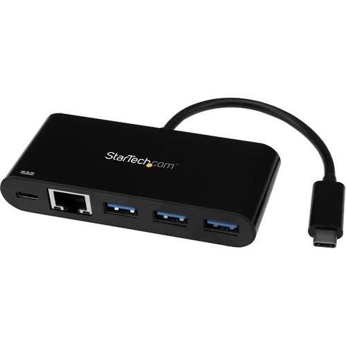 StarTech.com 3 Port USB C Hub With Gigabit Ethernet & 60W Power Delivery Passthrough   USB C To 3xUSB A   5Gbps USB 3.0 Type C Adapter Hub 300/500