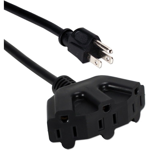 QVS 10ft Three Angle Outlet 3 Prong Power Extension Cord 300/500